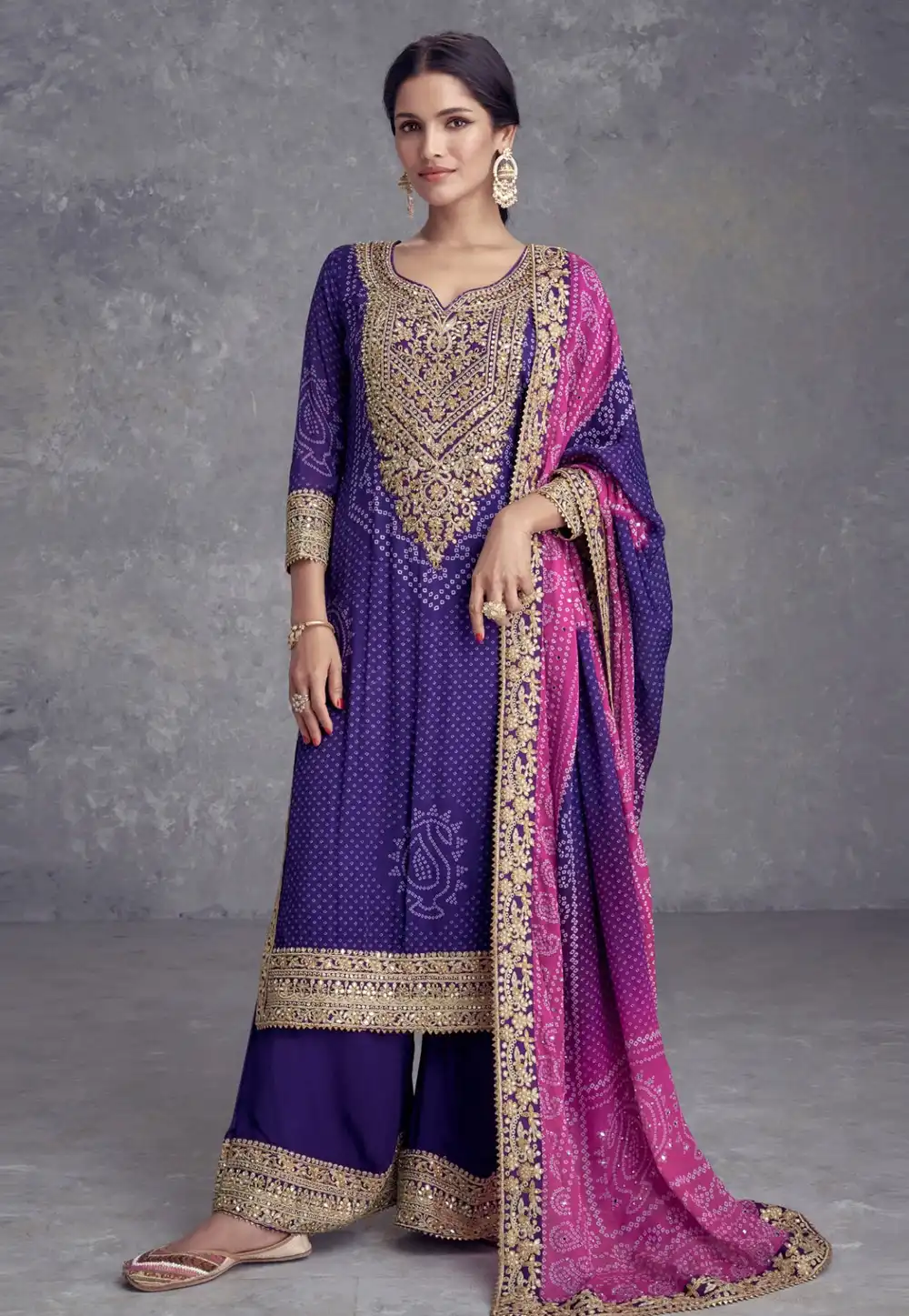 Violet Chinon Pakistani Suit 290489