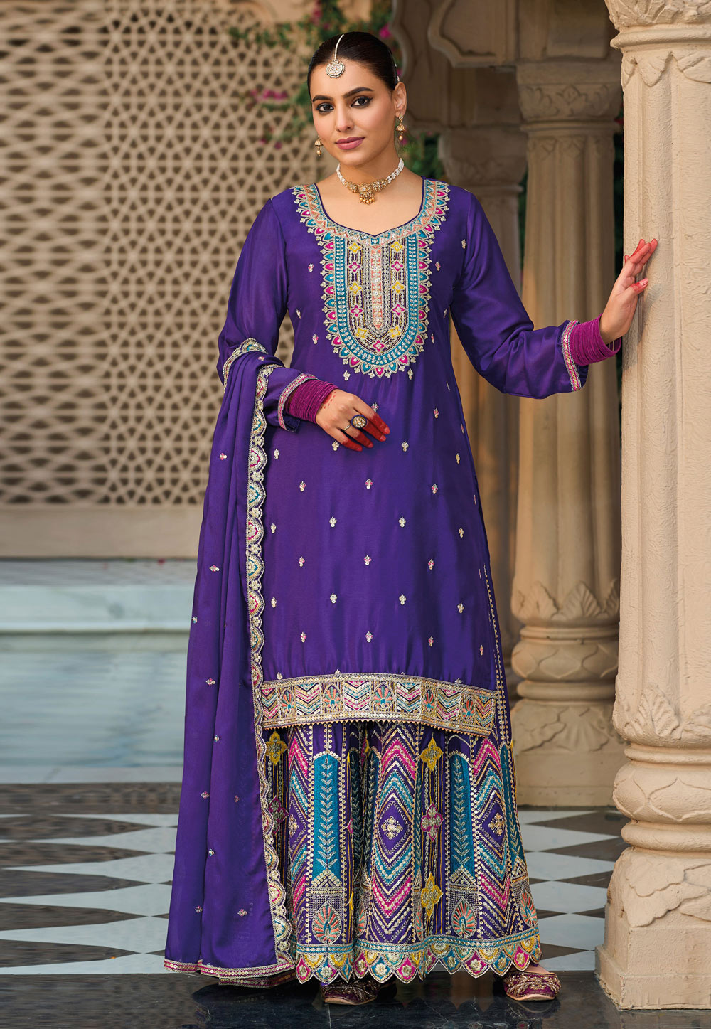 Violet Chinon Palazzo Suit 309592