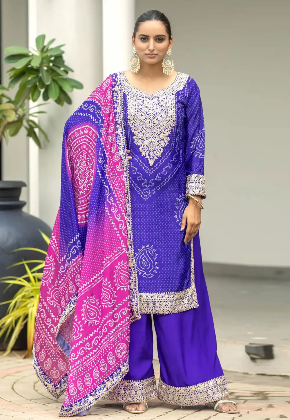 Violet Chinon Palazzo Suit 293437