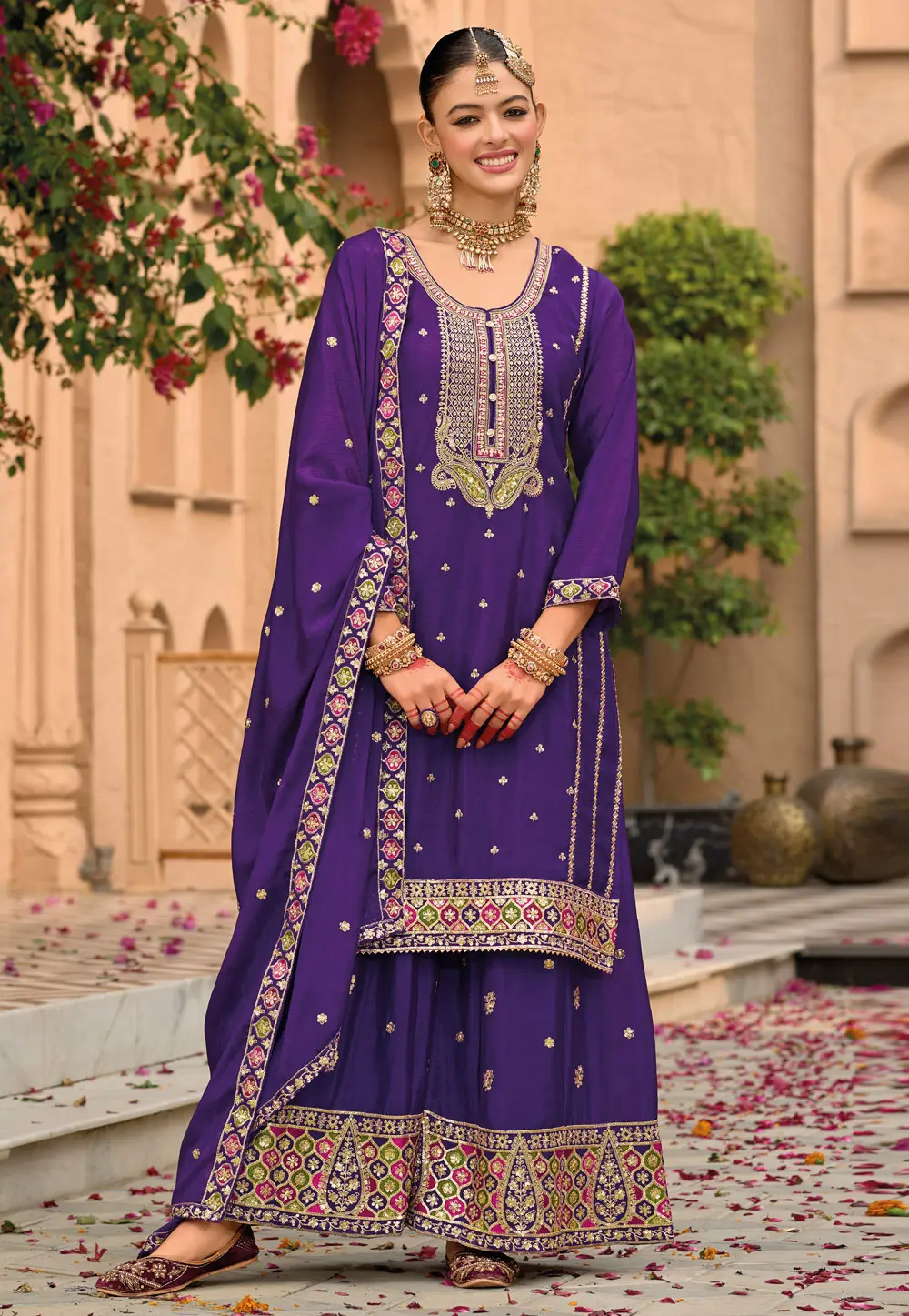 Violet Chinon Readymade Pakistani Suit 304026