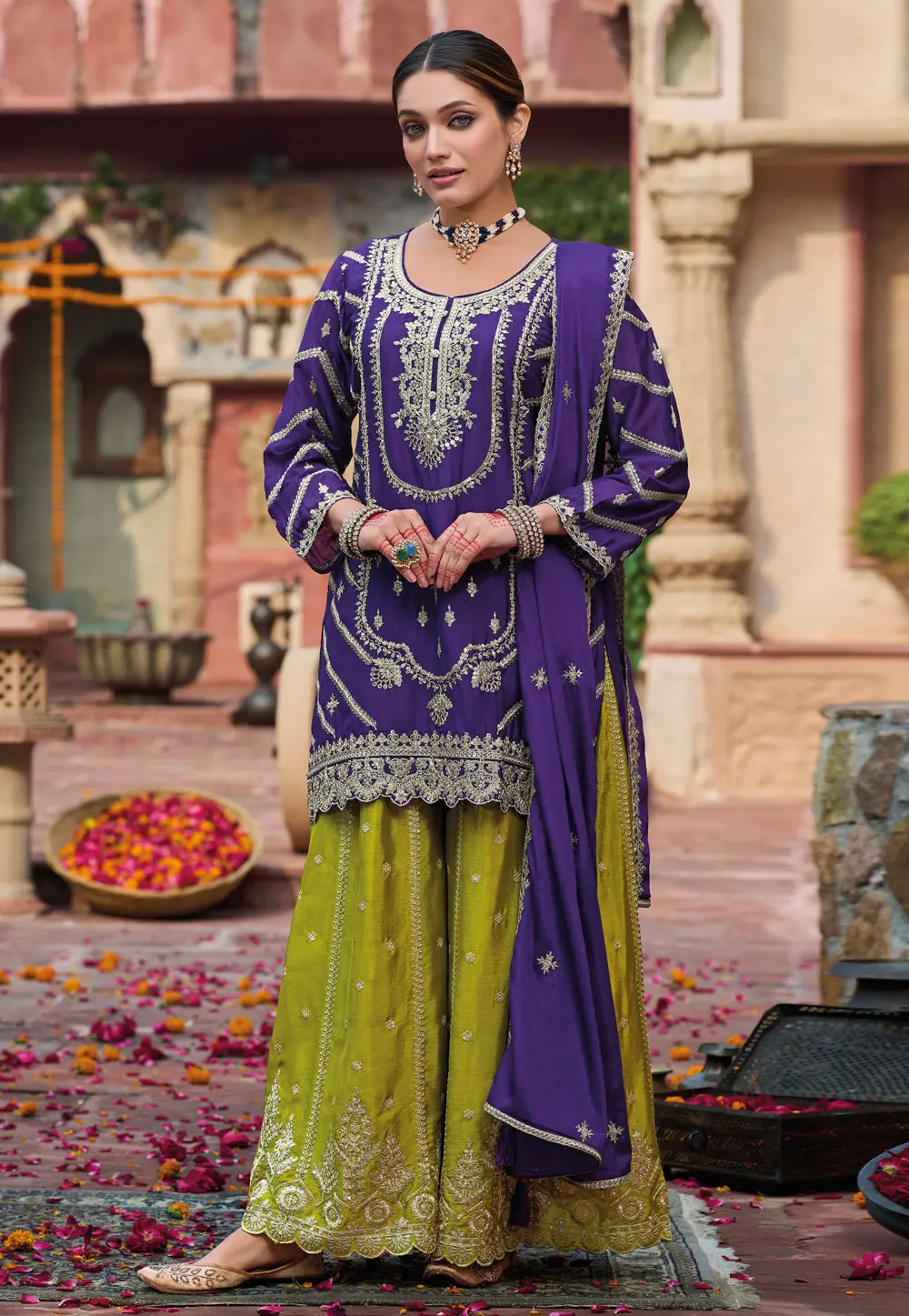 Violet Chinon Readymade Pakistani Suit 304020