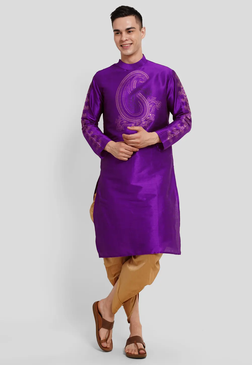 Violet Dupion Silk Dhoti Kurta 298144