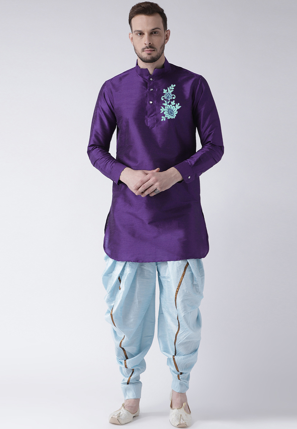 Violet Dupion Silk Dhoti Kurta 304883