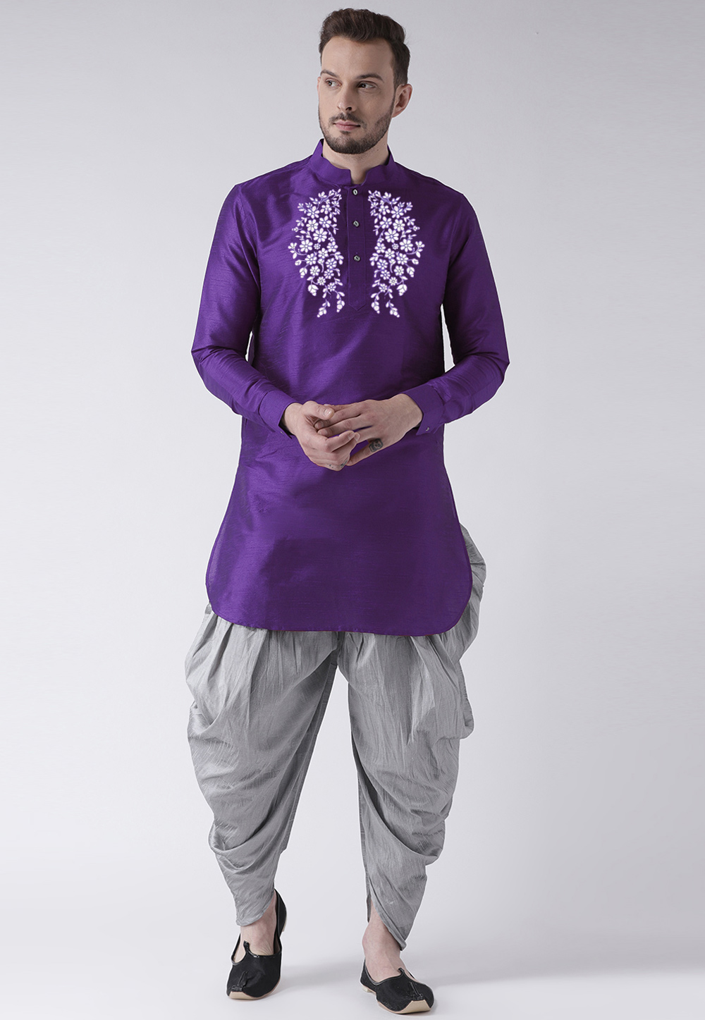 Violet Dupion Silk Dhoti Kurta 304889