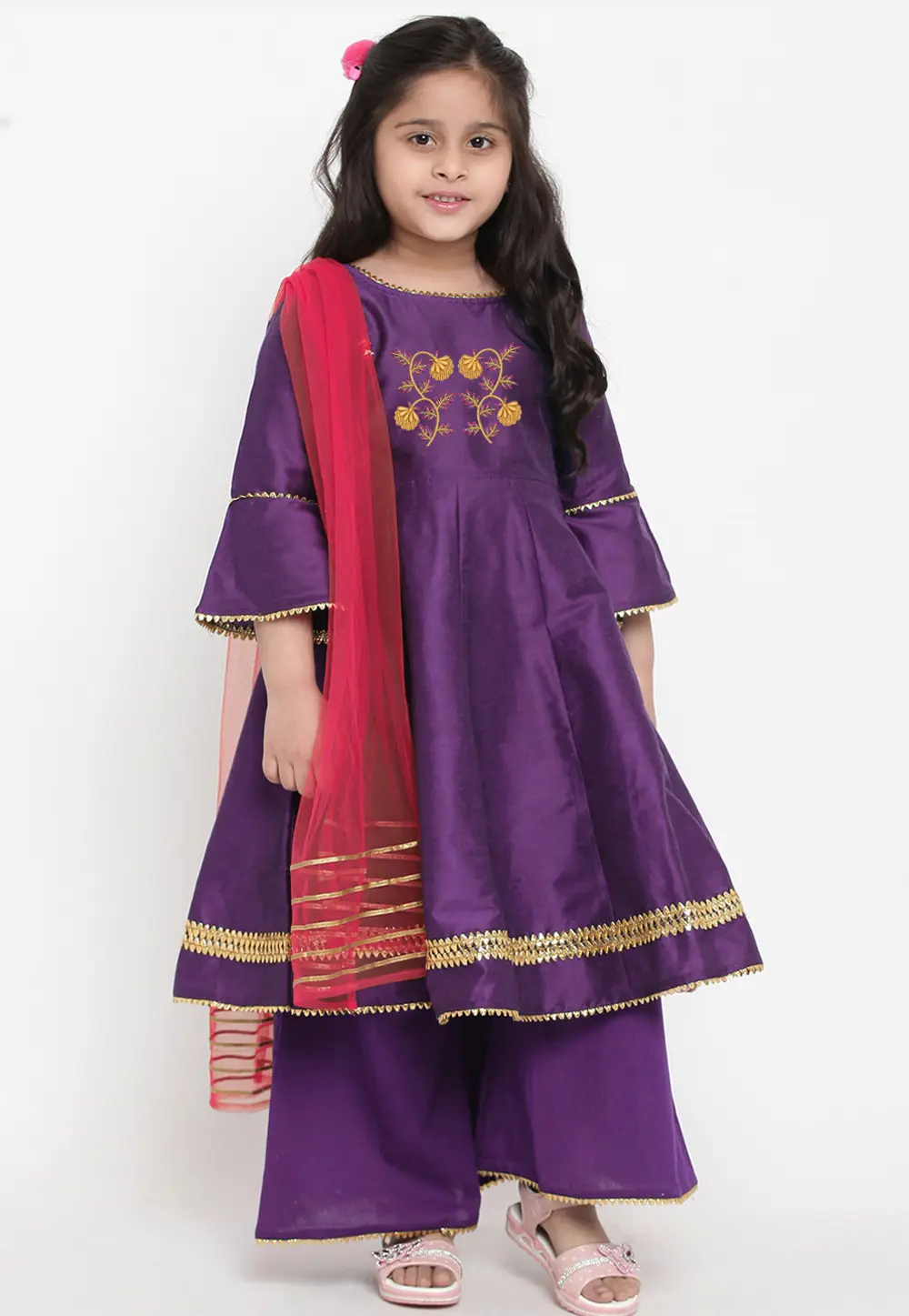 Violet Dupion Silk Kids Palazzo Suit 301850