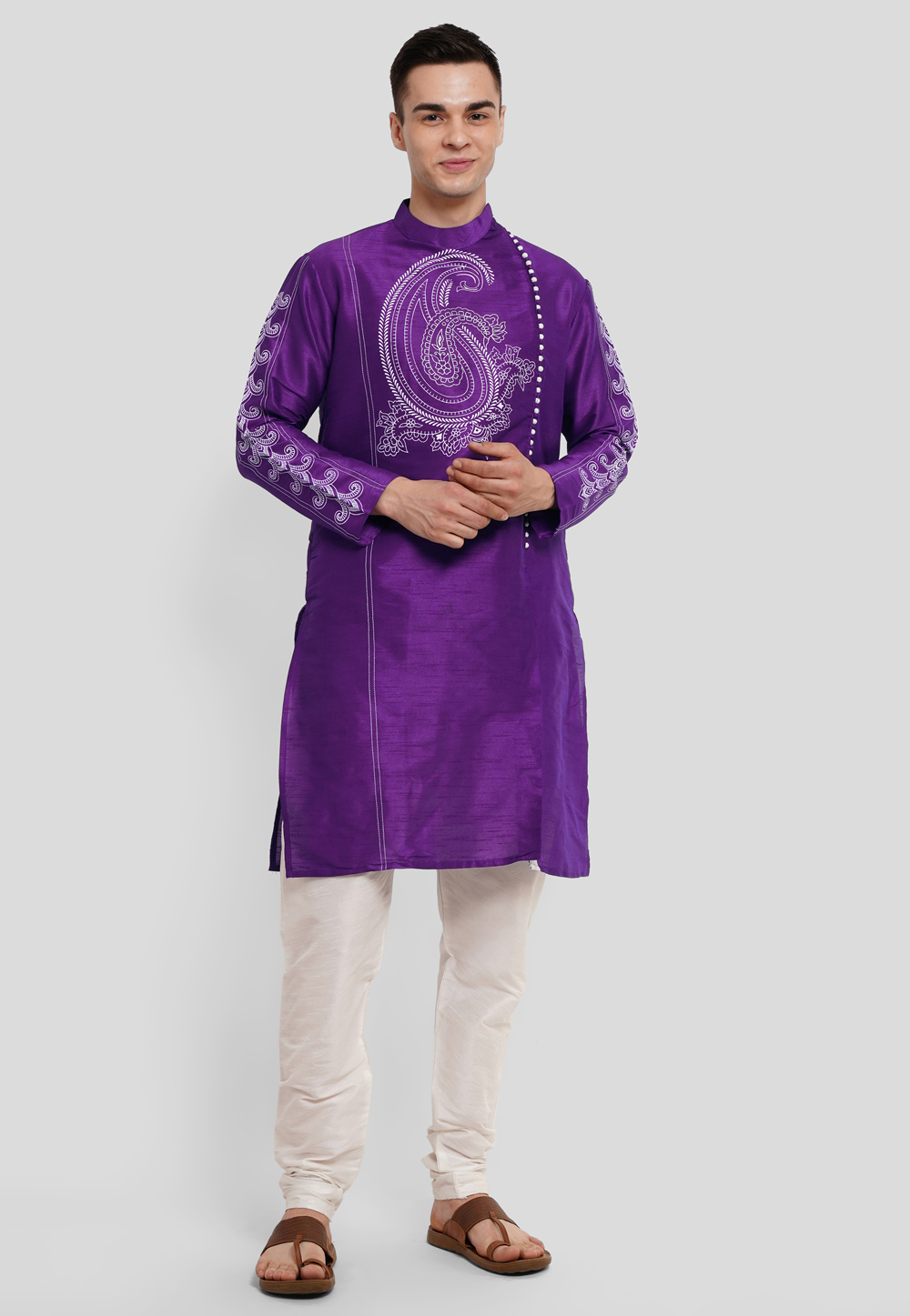 Violet Dupion Silk Kurta Pajama 286733