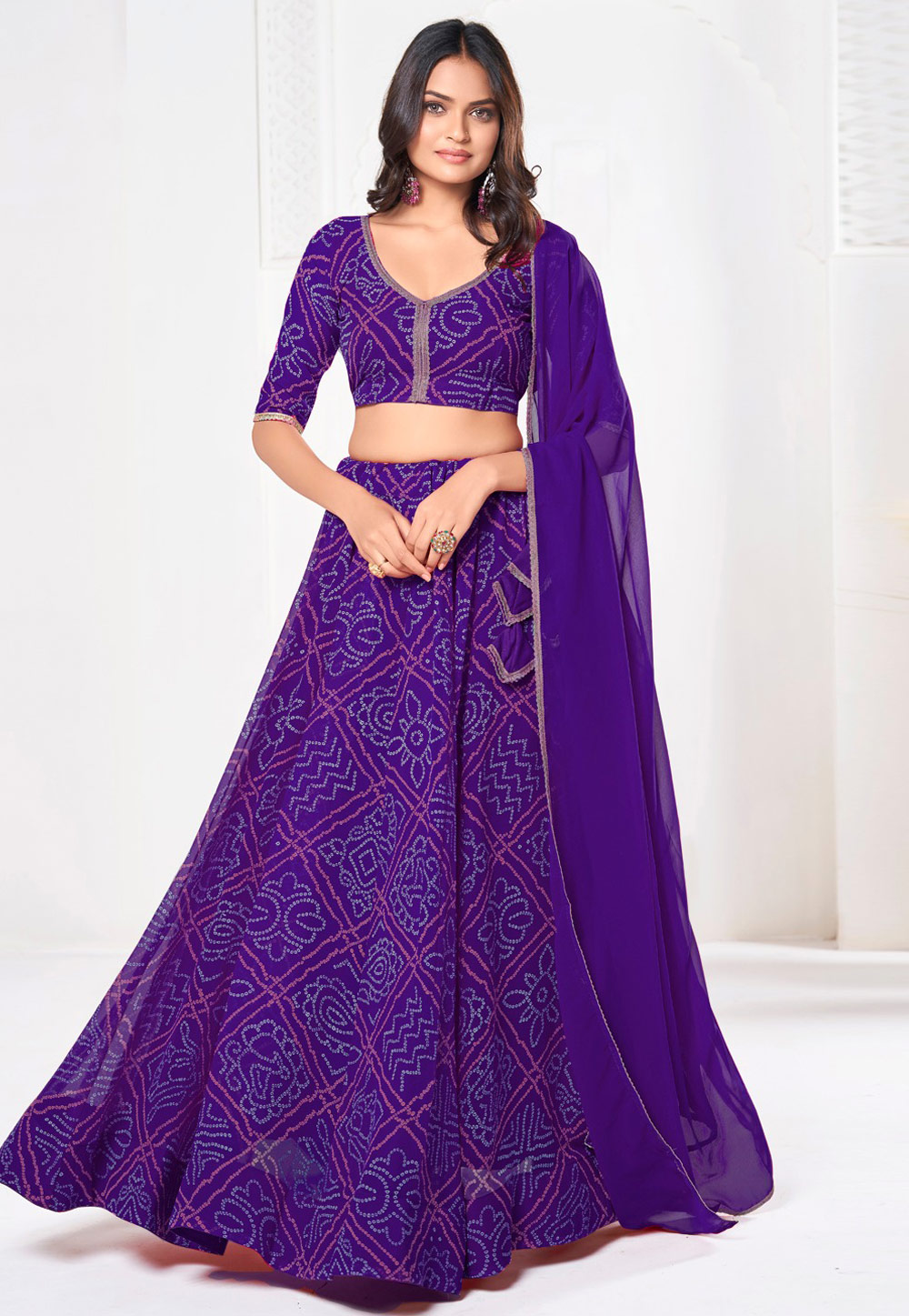 Violet Georgette A Line Lehenga Choli 306183