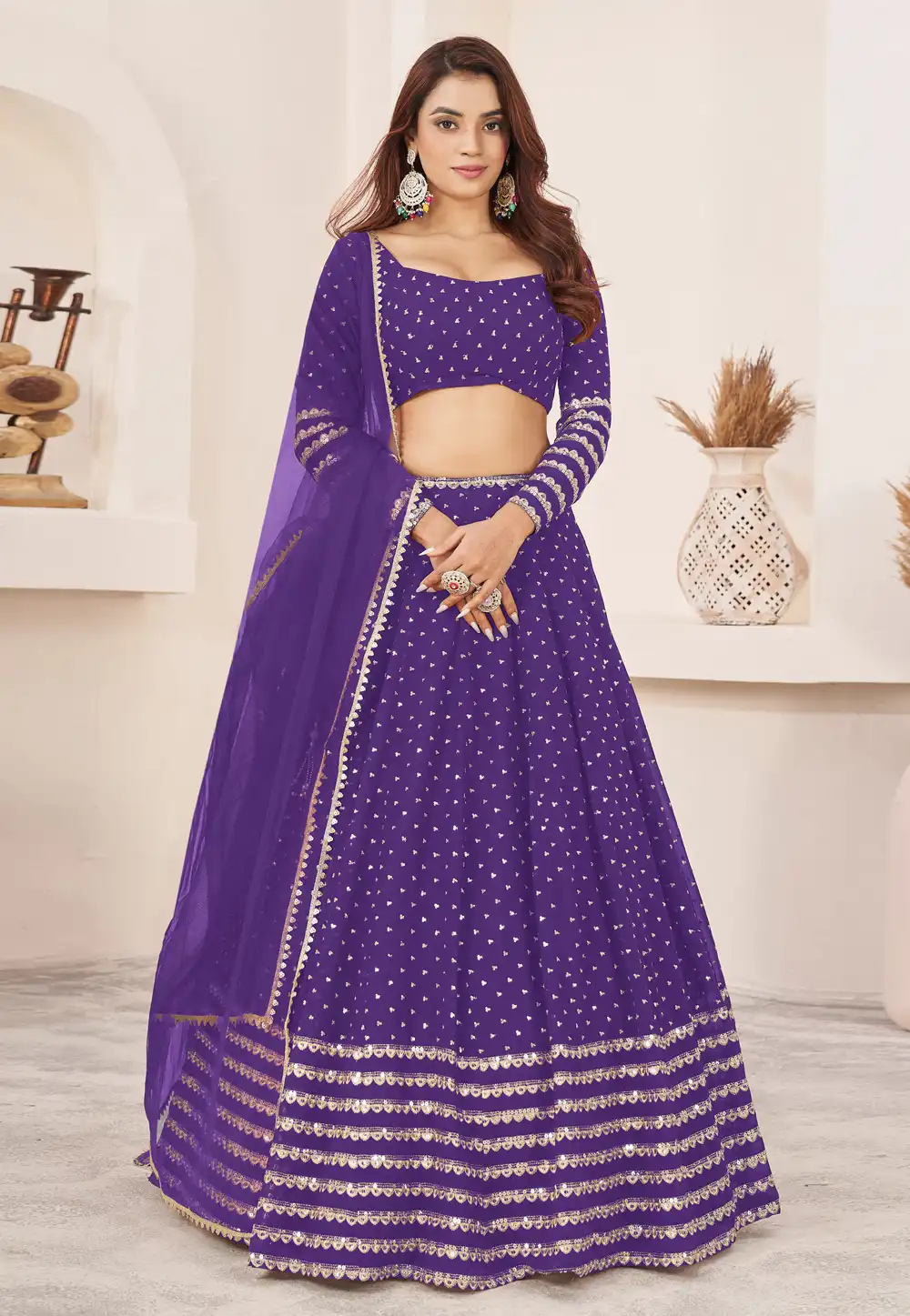 Violet Georgette Lehenga Choli 294289