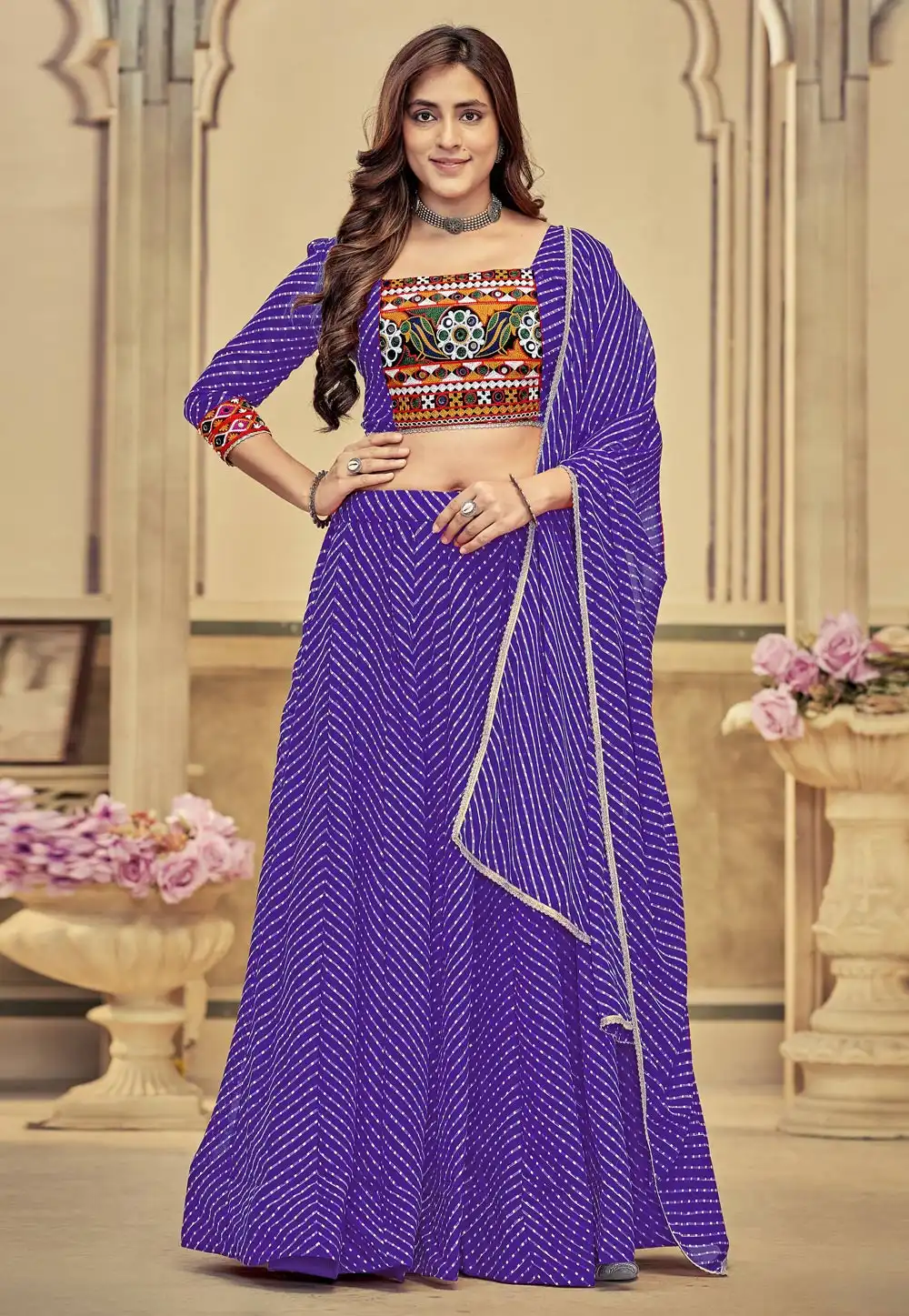 Violet Georgette Navratri Chaniya Choli 290775