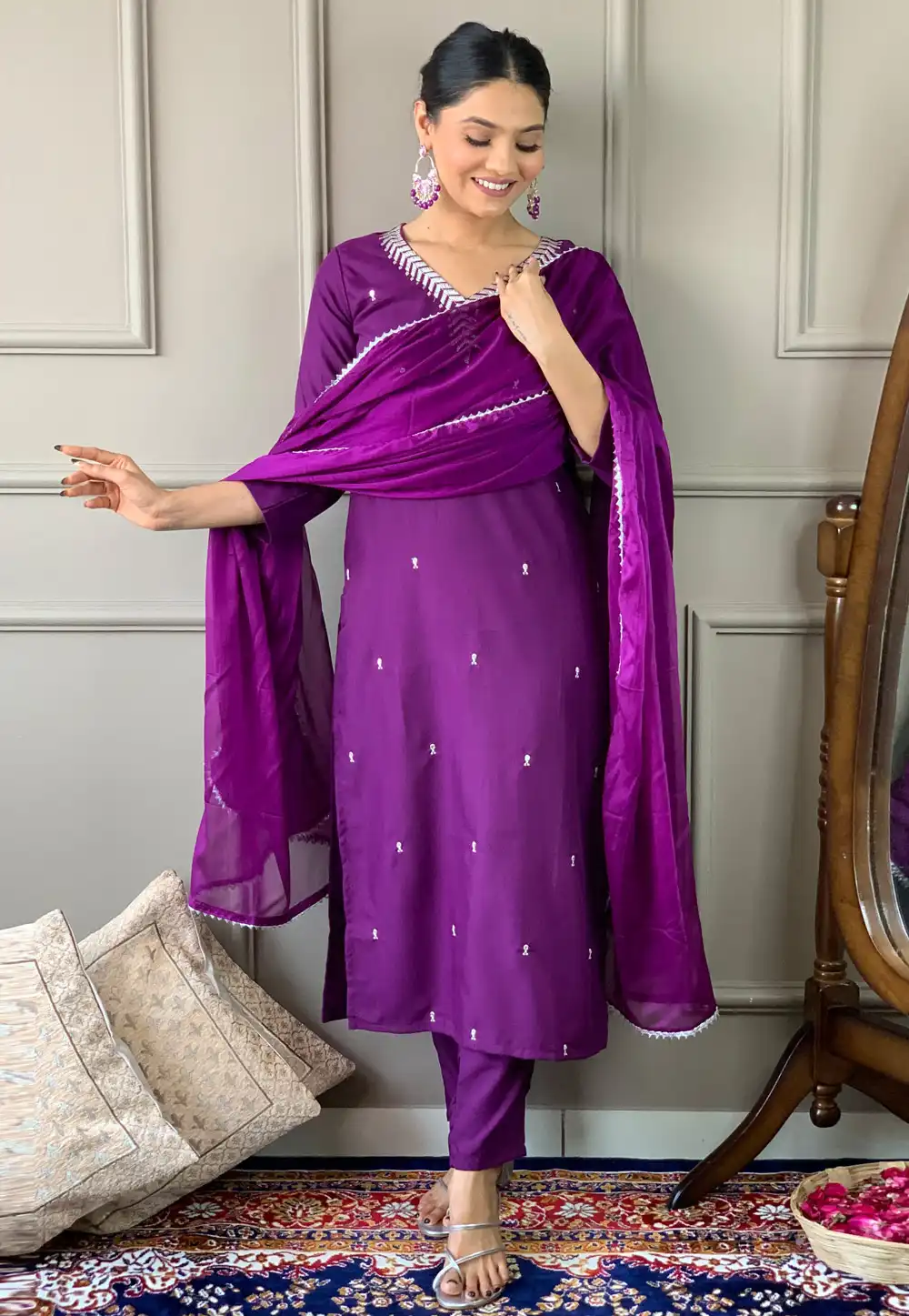 Violet Rayon Readymade Pakistani Suit 290903