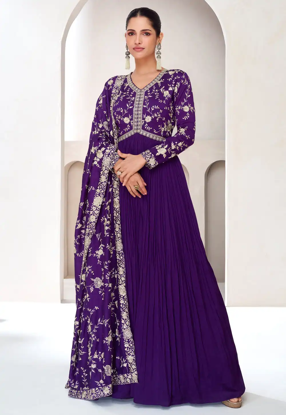 Violet Silk Anarkali Suit 291232