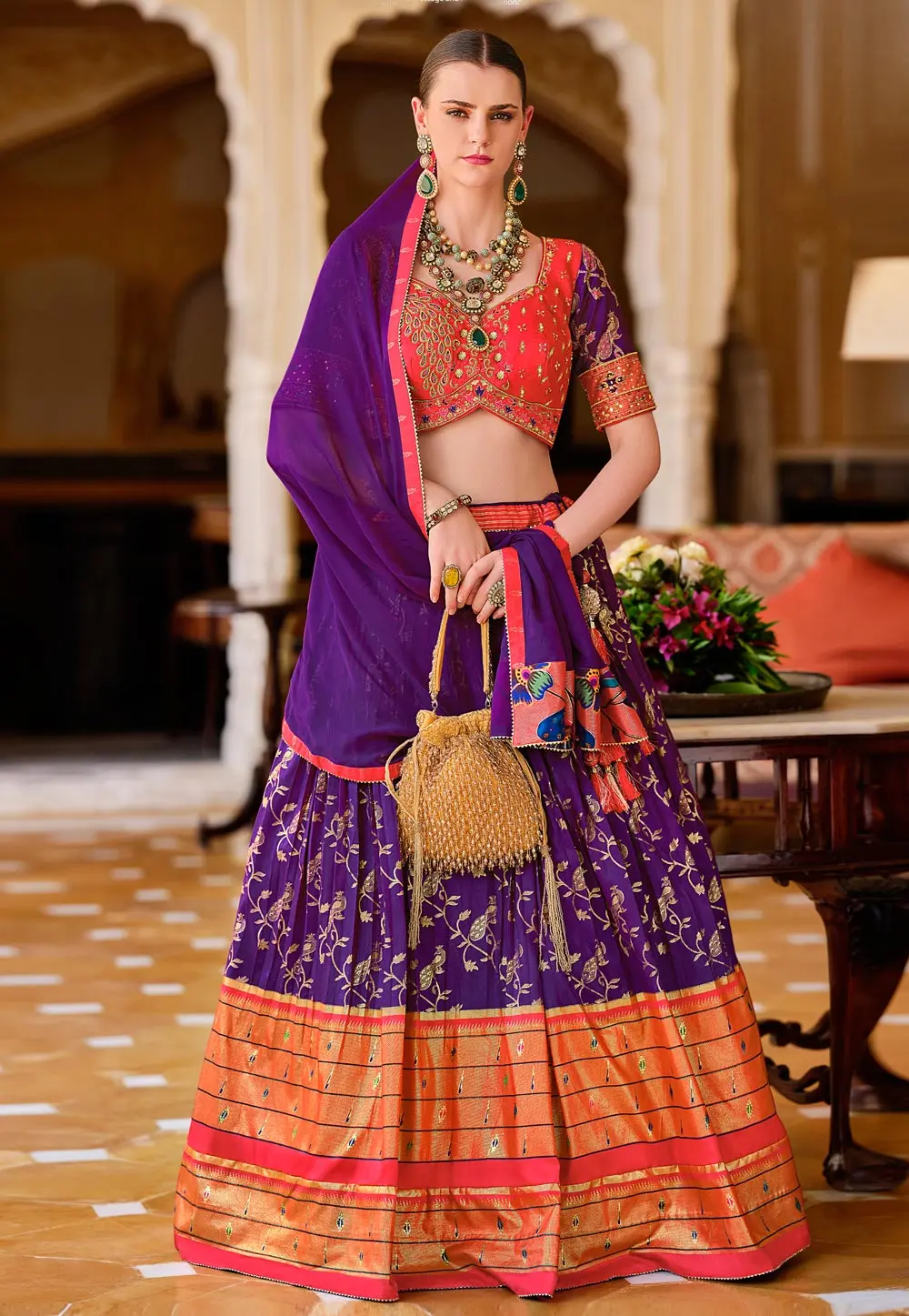 Violet Silk Lehenga Choli 302582