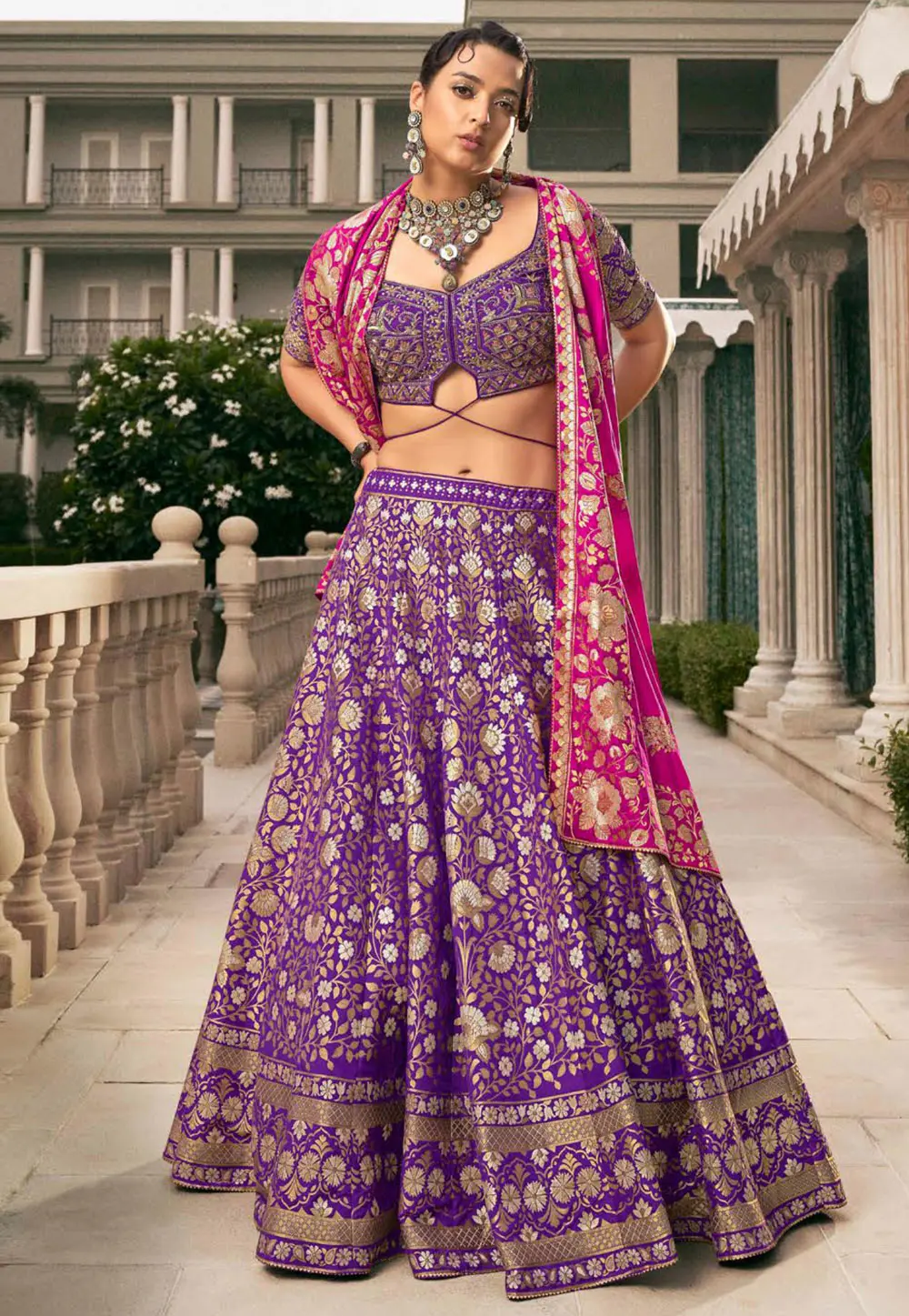 Violet Silk Lehenga Choli For Wedding 302604