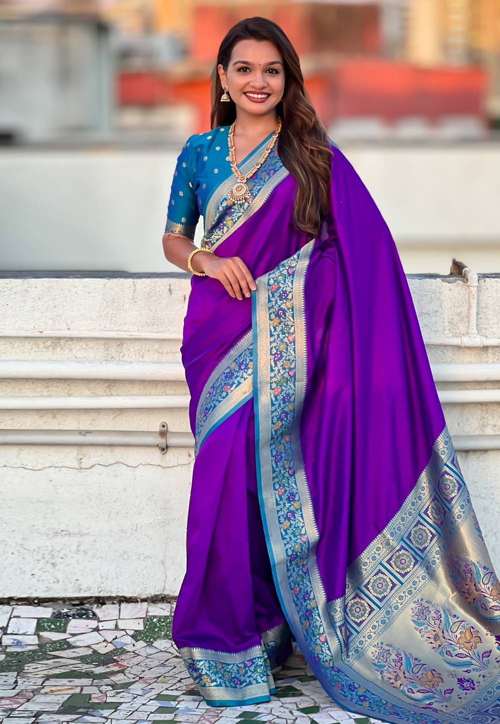 Violet Silk Paithani Saree 310545