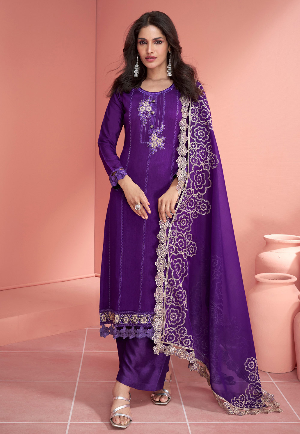 Violet Silk Pakistani Suit 283285