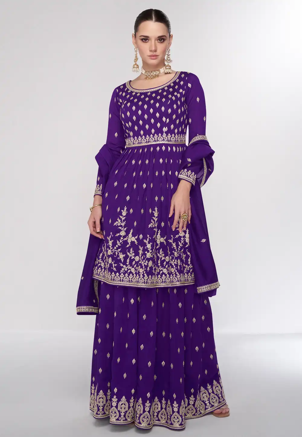 Violet Silk Palazzo Suit 292070