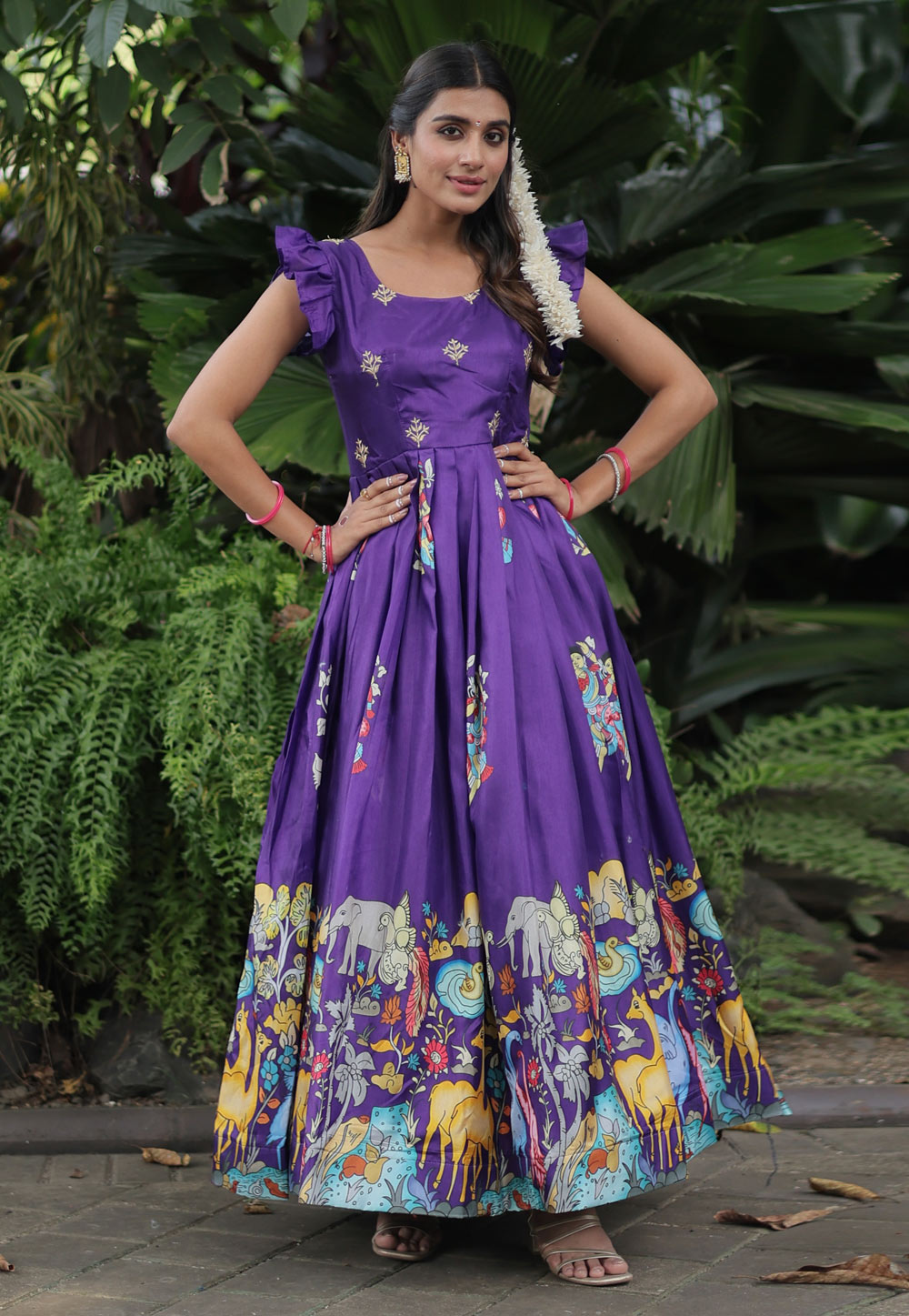 Violet Silk Printed Gown 278868