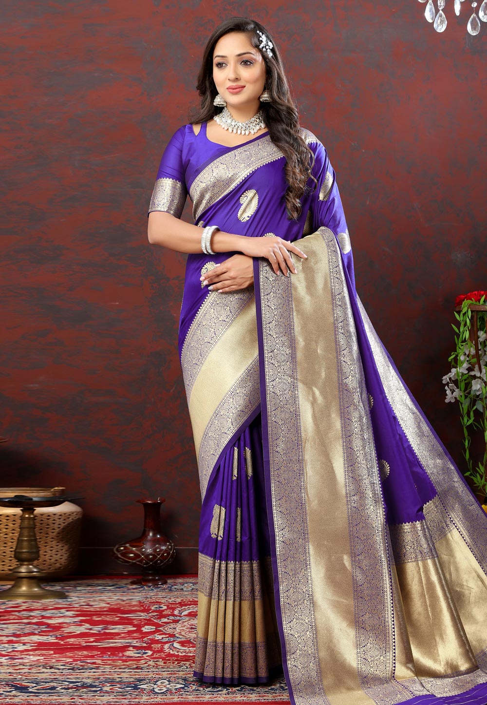 Violet Silk Saree With Blouse 284655