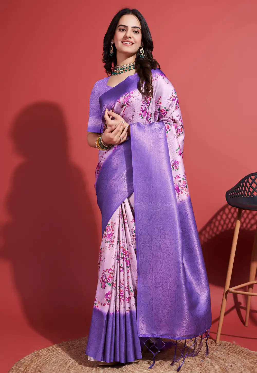 Violet Silk Saree With Blouse 289328