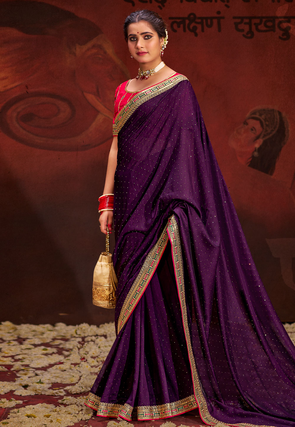 Violet Silk Saree With Blouse 286681