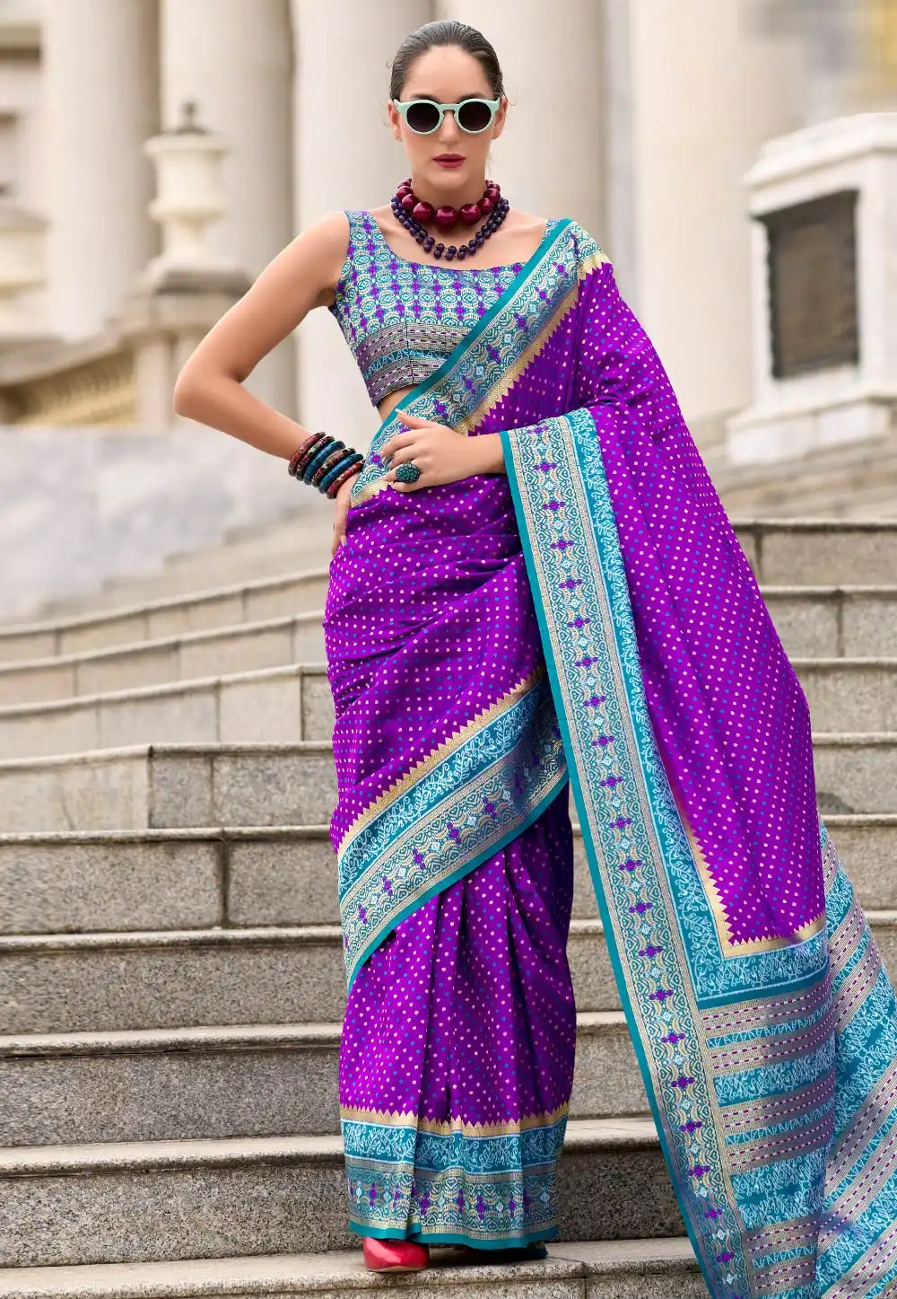 Violet Silk Saree With Blouse 294488