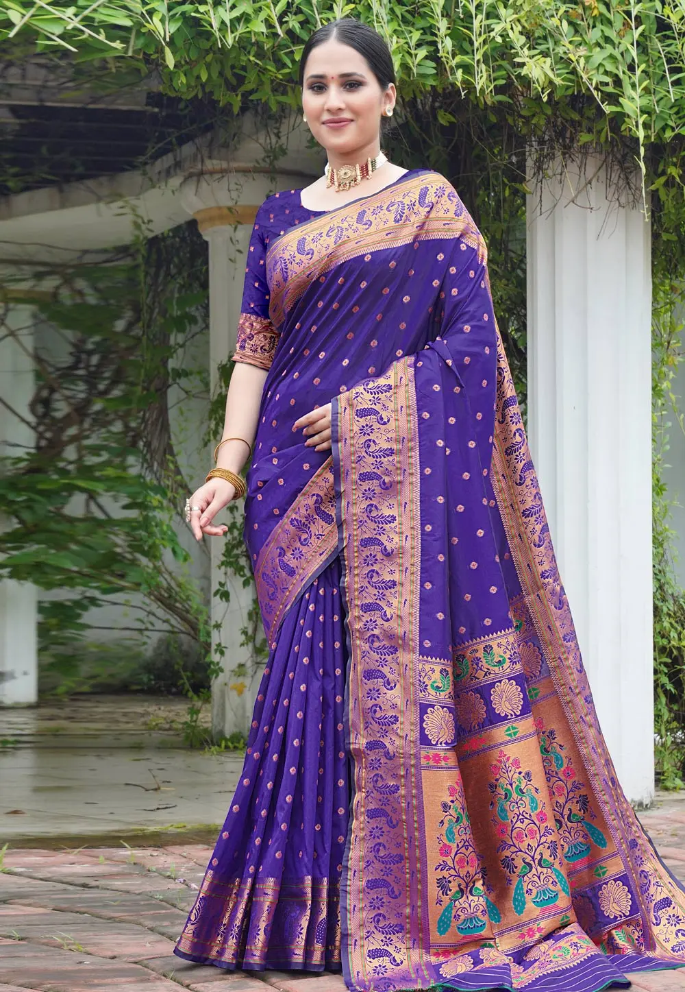 Violet Silk Saree With Blouse 302512