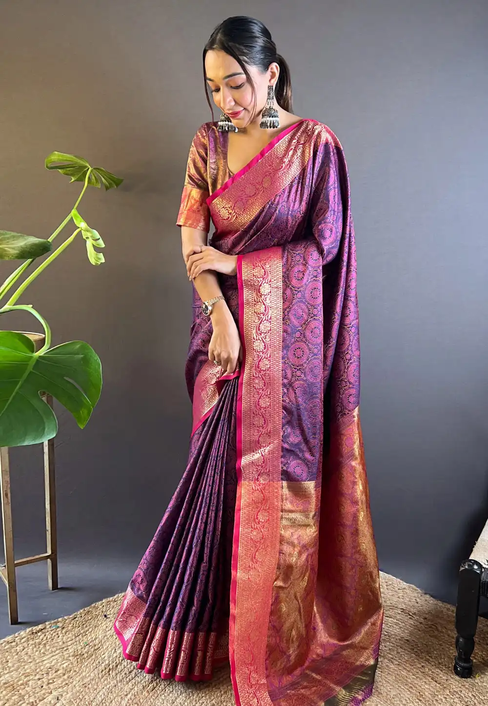 Violet Silk Saree With Blouse 292435