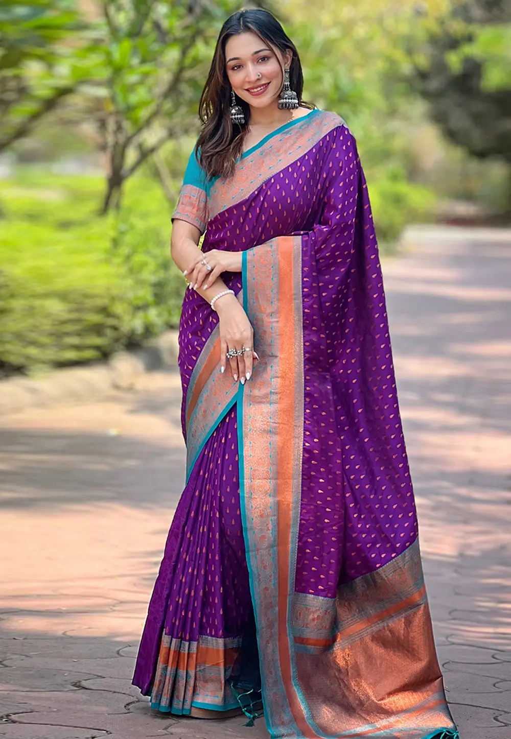 Violet Silk Saree With Blouse 298484