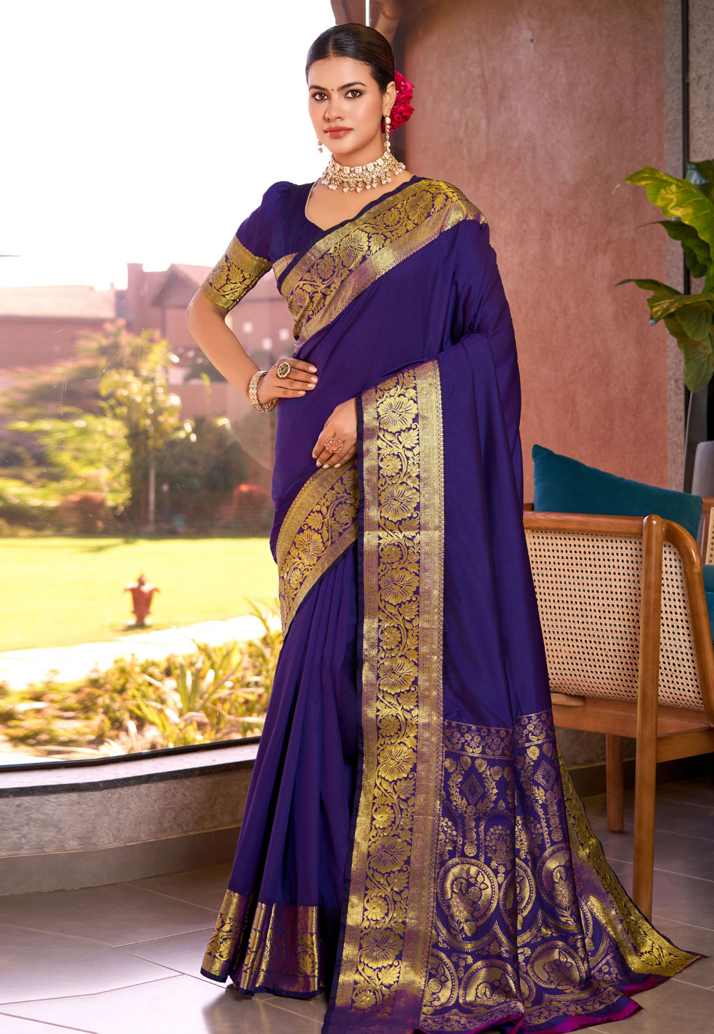 Violet Silk Saree With Blouse 305608