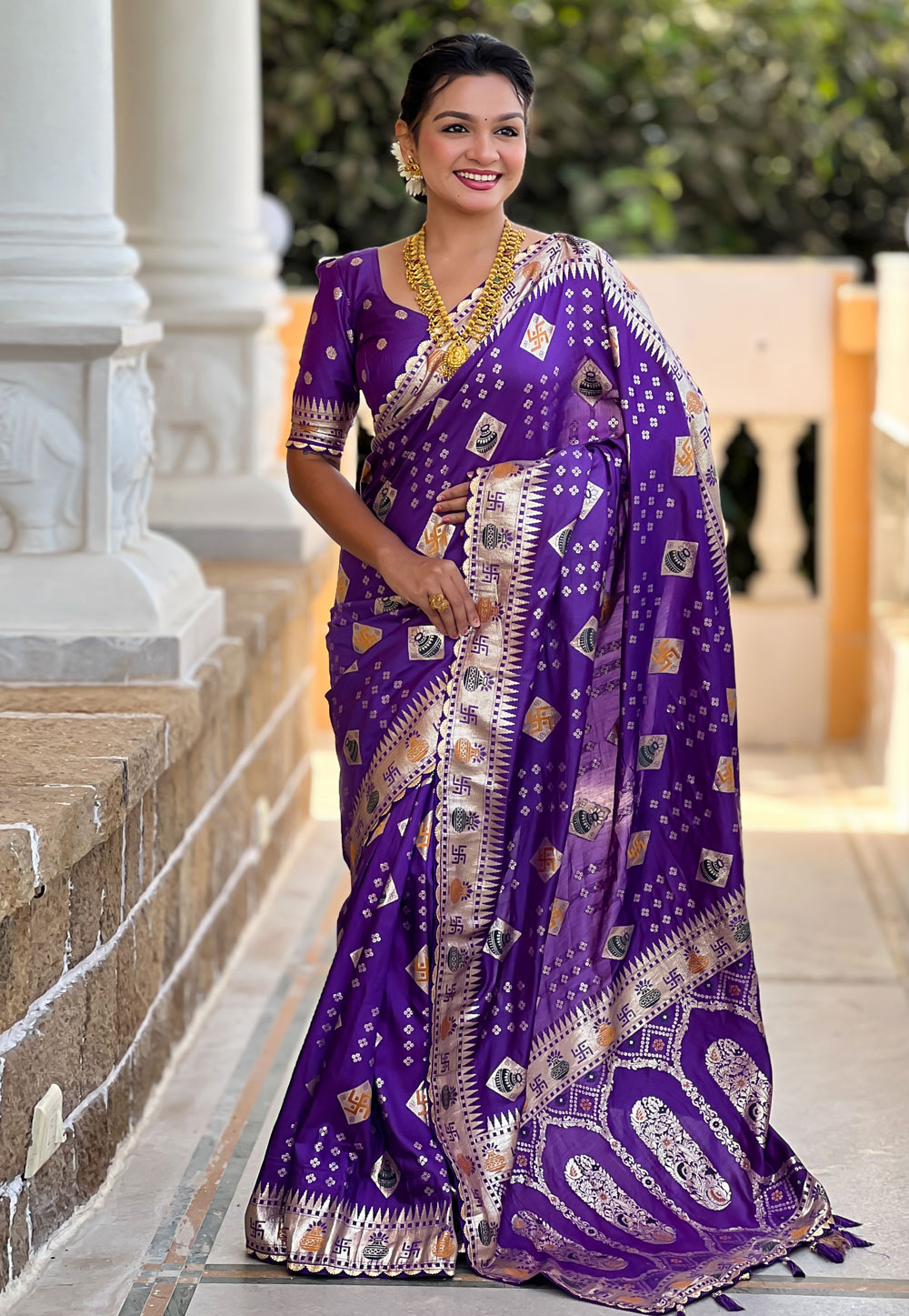 Violet Silk Saree With Blouse 310689