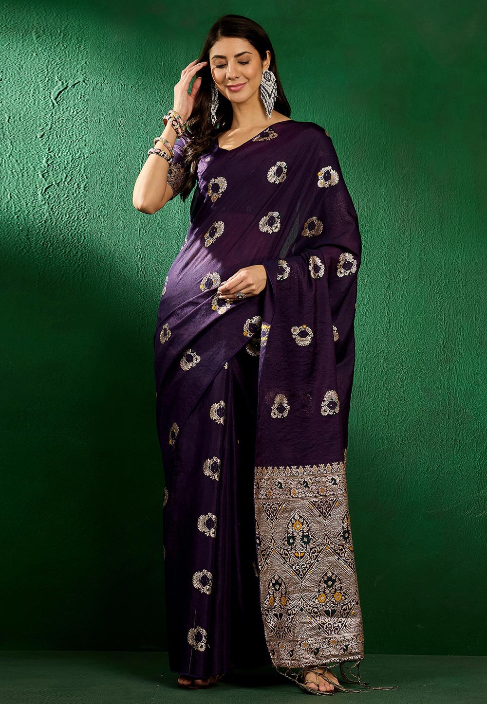 Violet Silk Saree With Blouse 283533