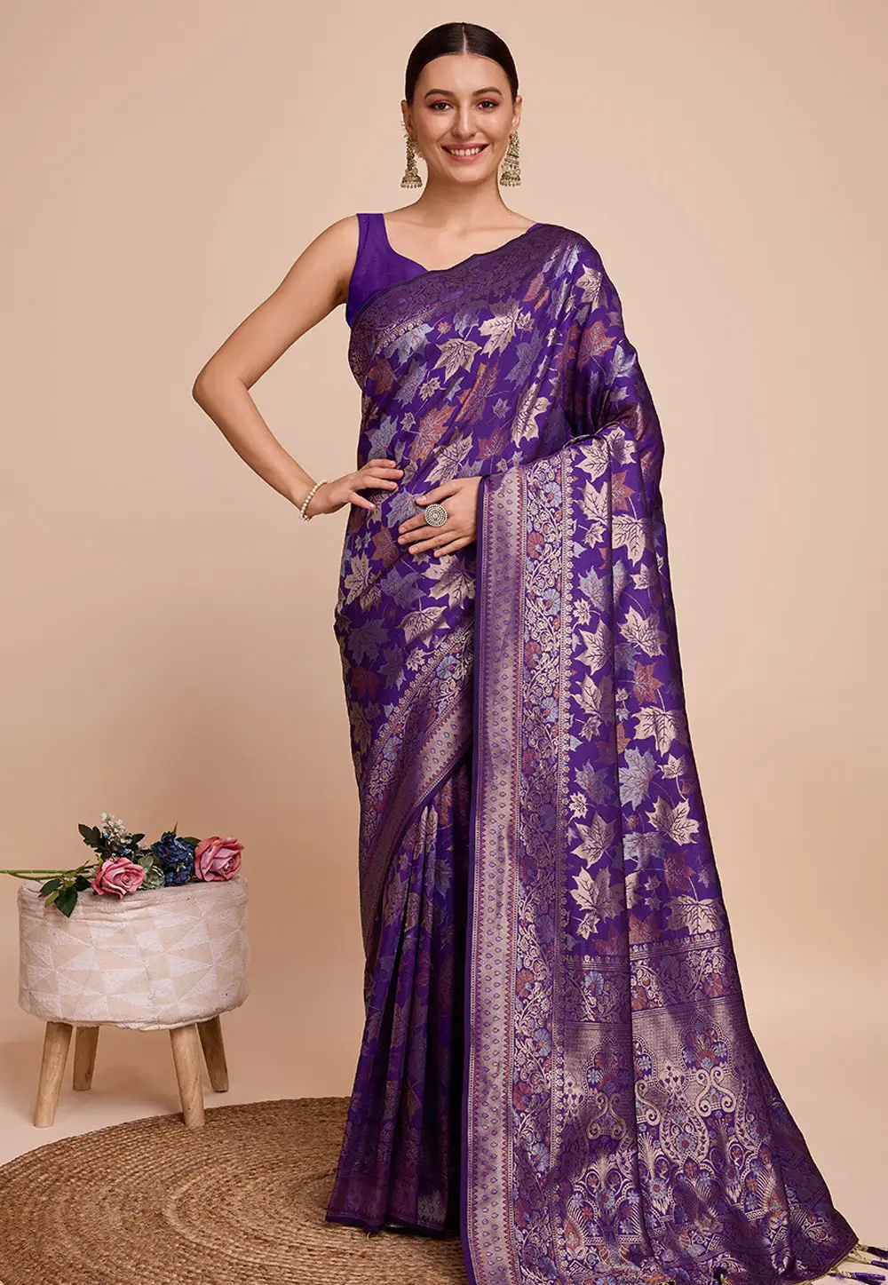 Violet Silk Saree With Blouse 296276