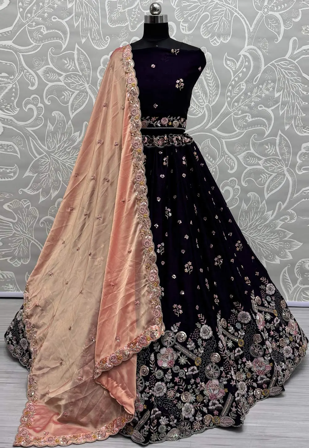 Violet Silk Wedding Lehenga Choli 298902