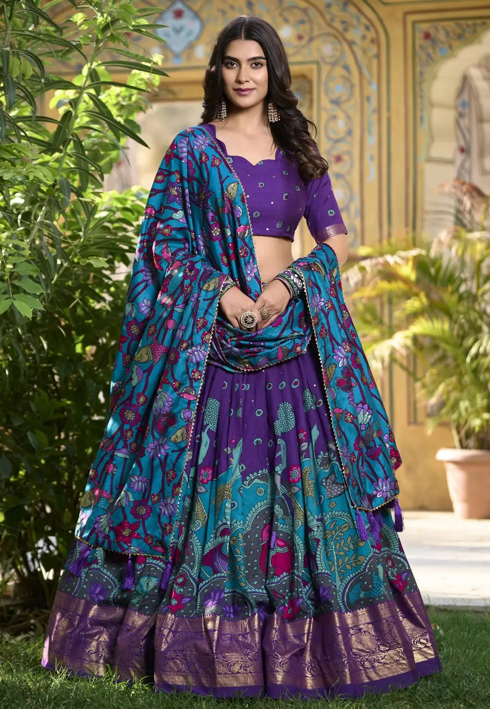 Violet Tussar Silk Circular Lehenga Choli 297001