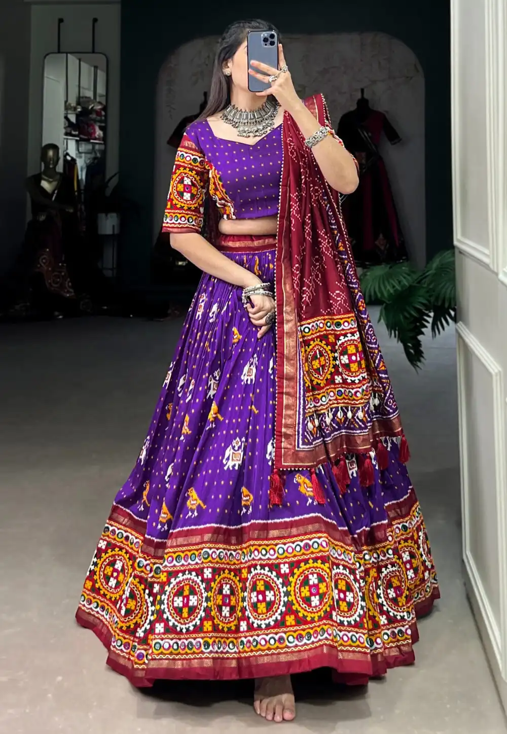 Violet Tussar Silk Navratri Chaniya Choli 293169