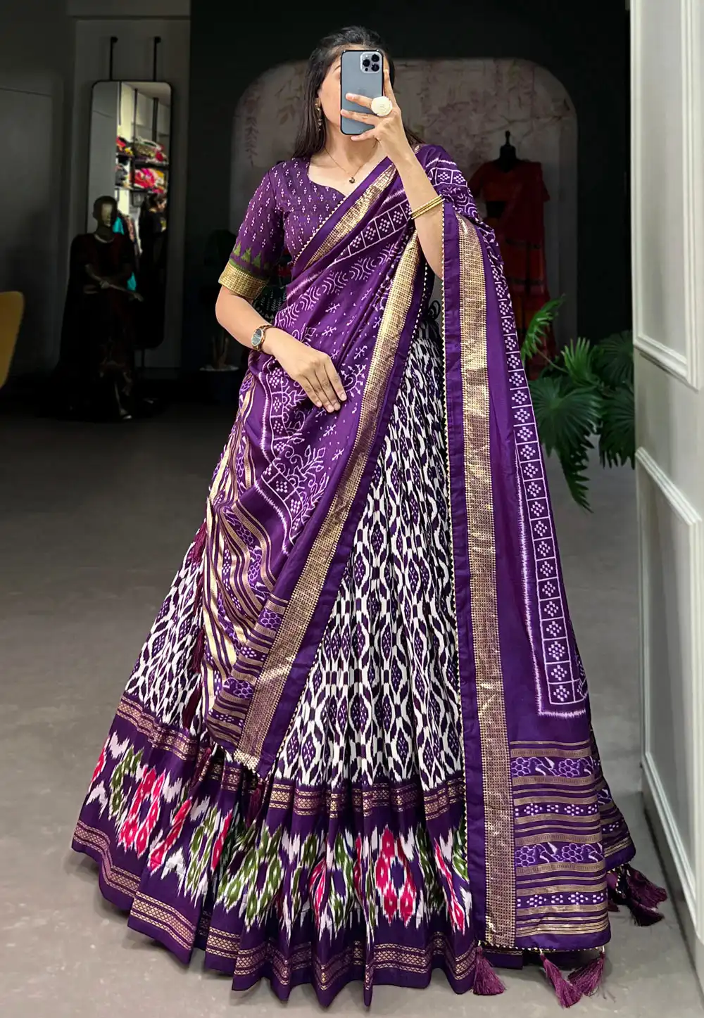 Violet Tussar Silk Navratri Chaniya Choli 292495