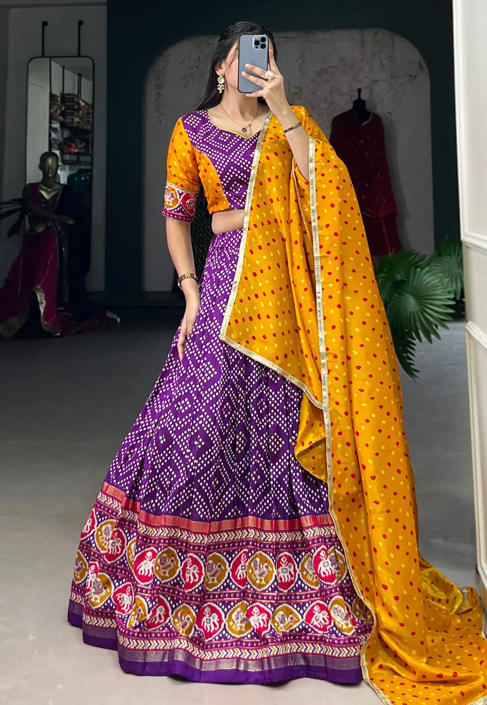 Violet Tussar Silk Readymade Lehenga Choli 299155