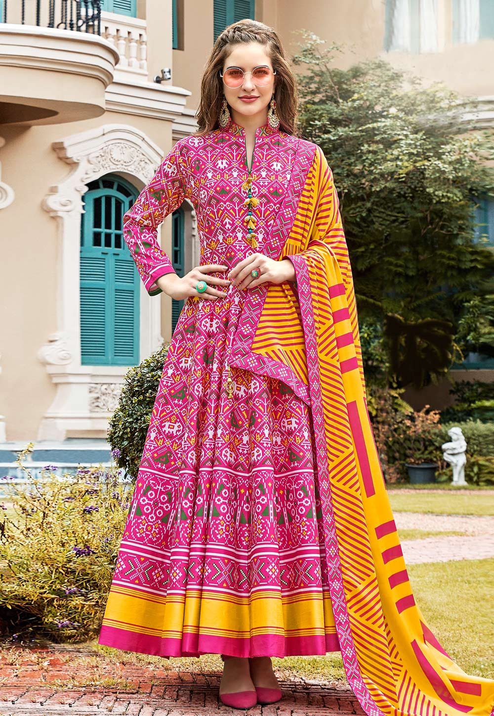 Pink Silk Readymade Ankle Length Anarkali Suit 202704