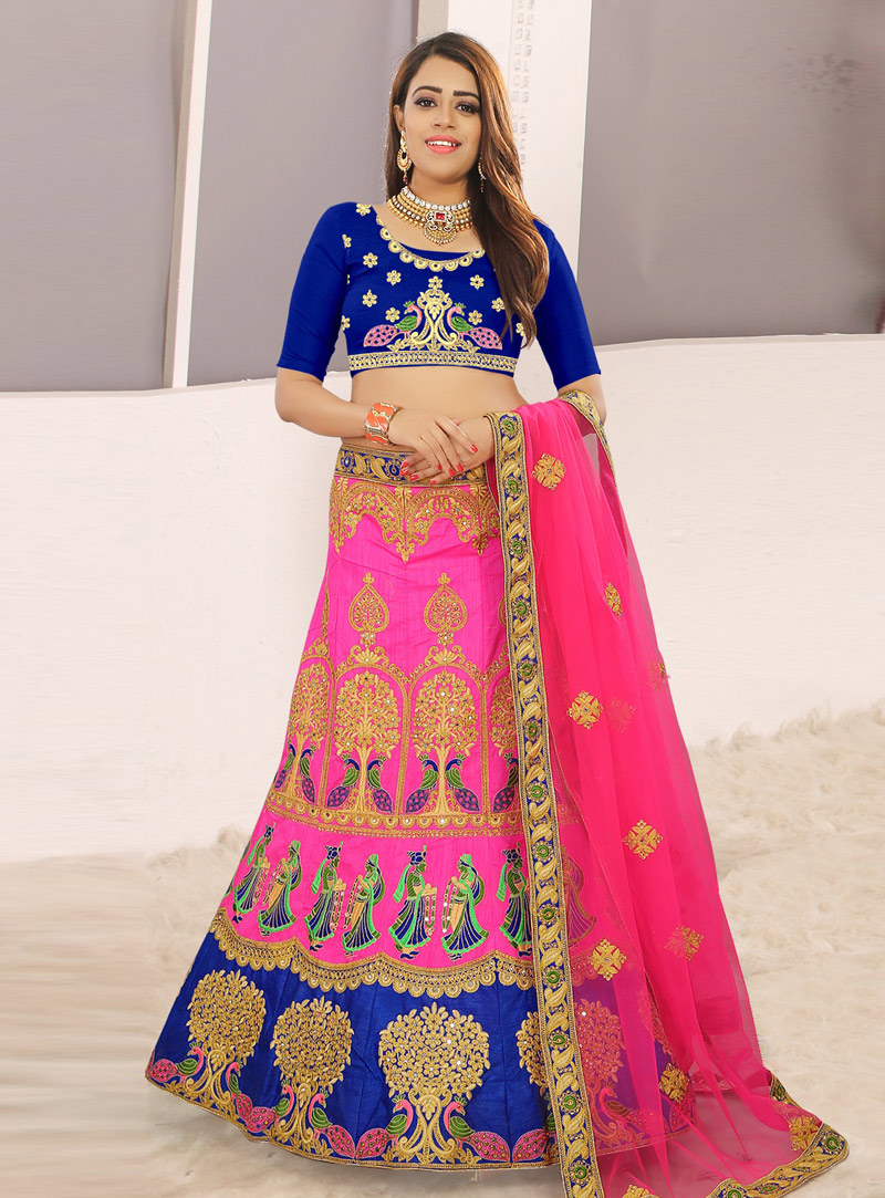 Pink Banglori Silk A Line Lehenga Choli 153681
