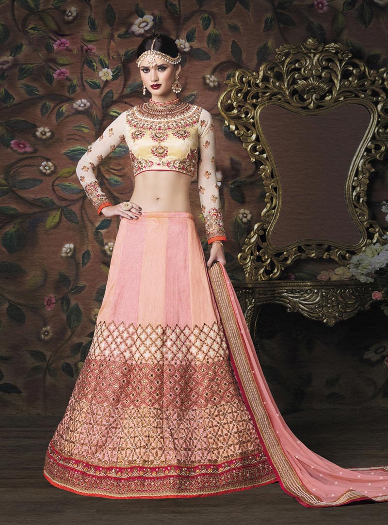 Pink Art Silk Wedding Lehenga Choli 77610