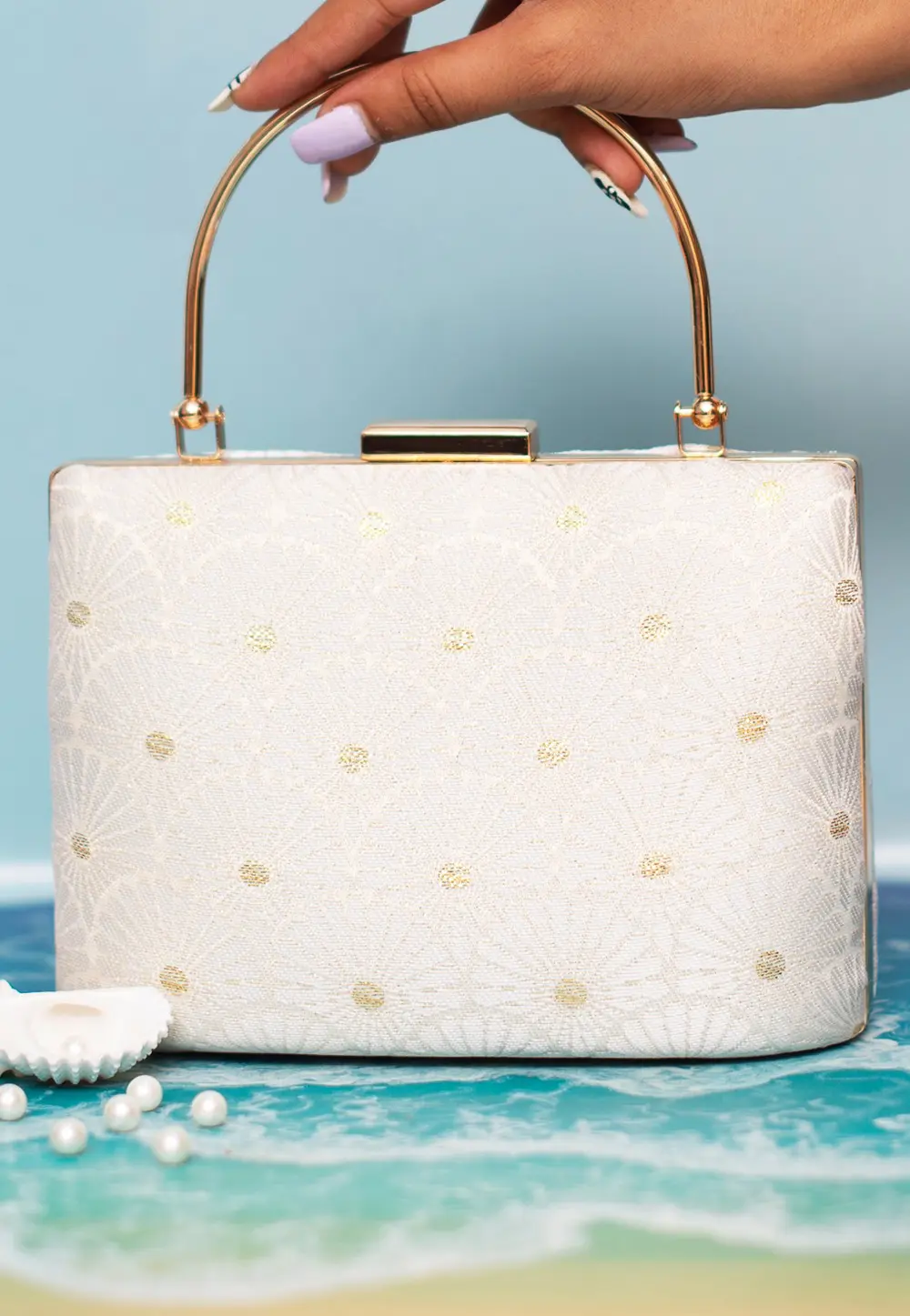 White Art Silk Clutch 299341