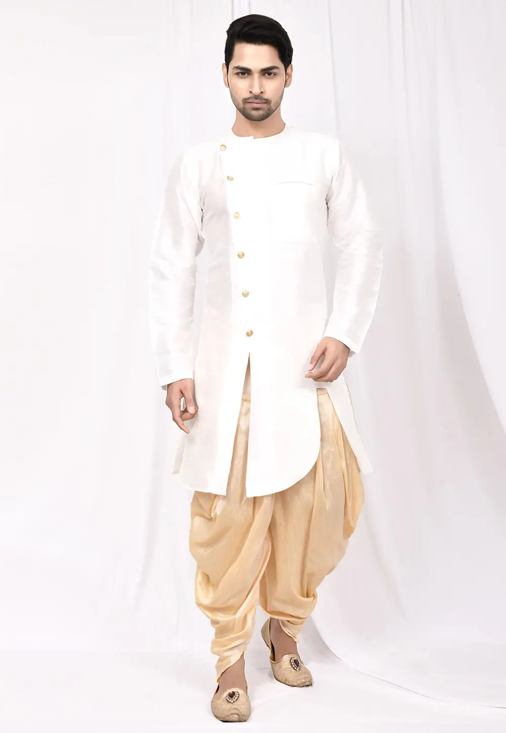 White Art Silk Indo Western Suit 300250