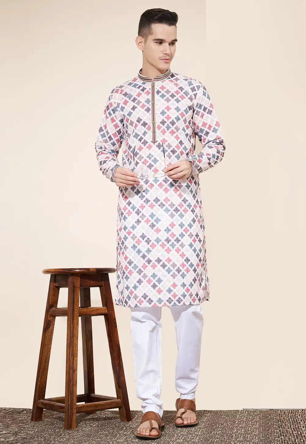 White Cotton Kurta Pajama 287866