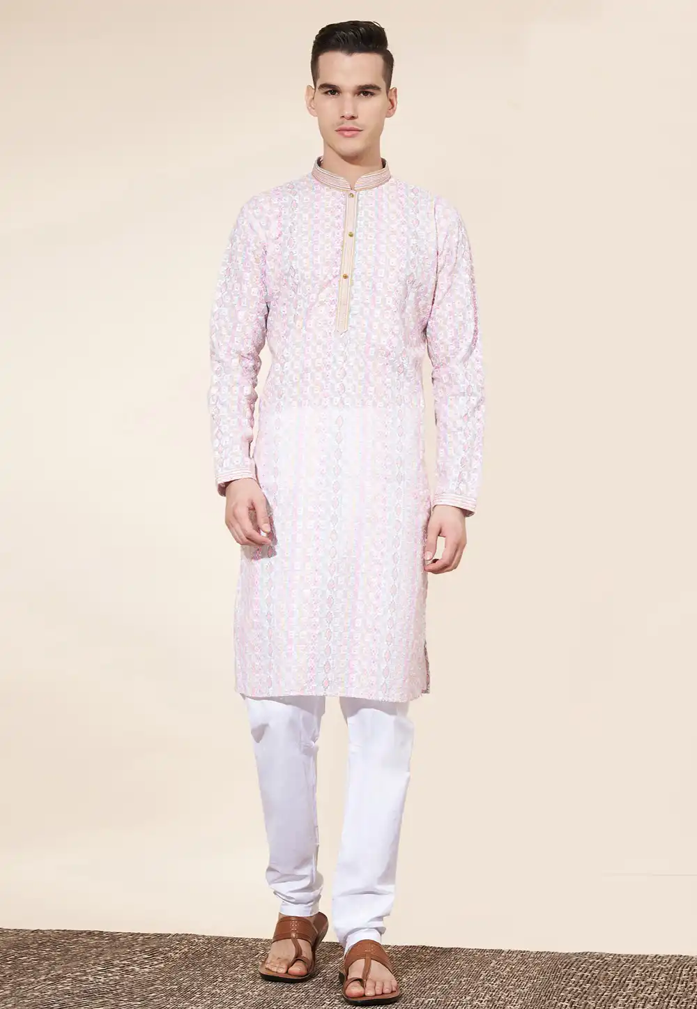 White Cotton Kurta Pajama 287867