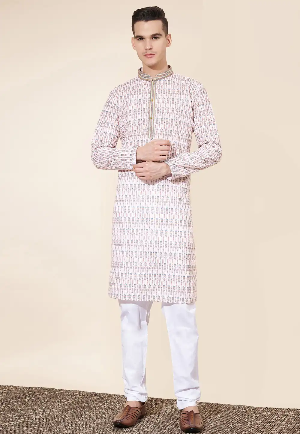 White Cotton Kurta Pajama 287870