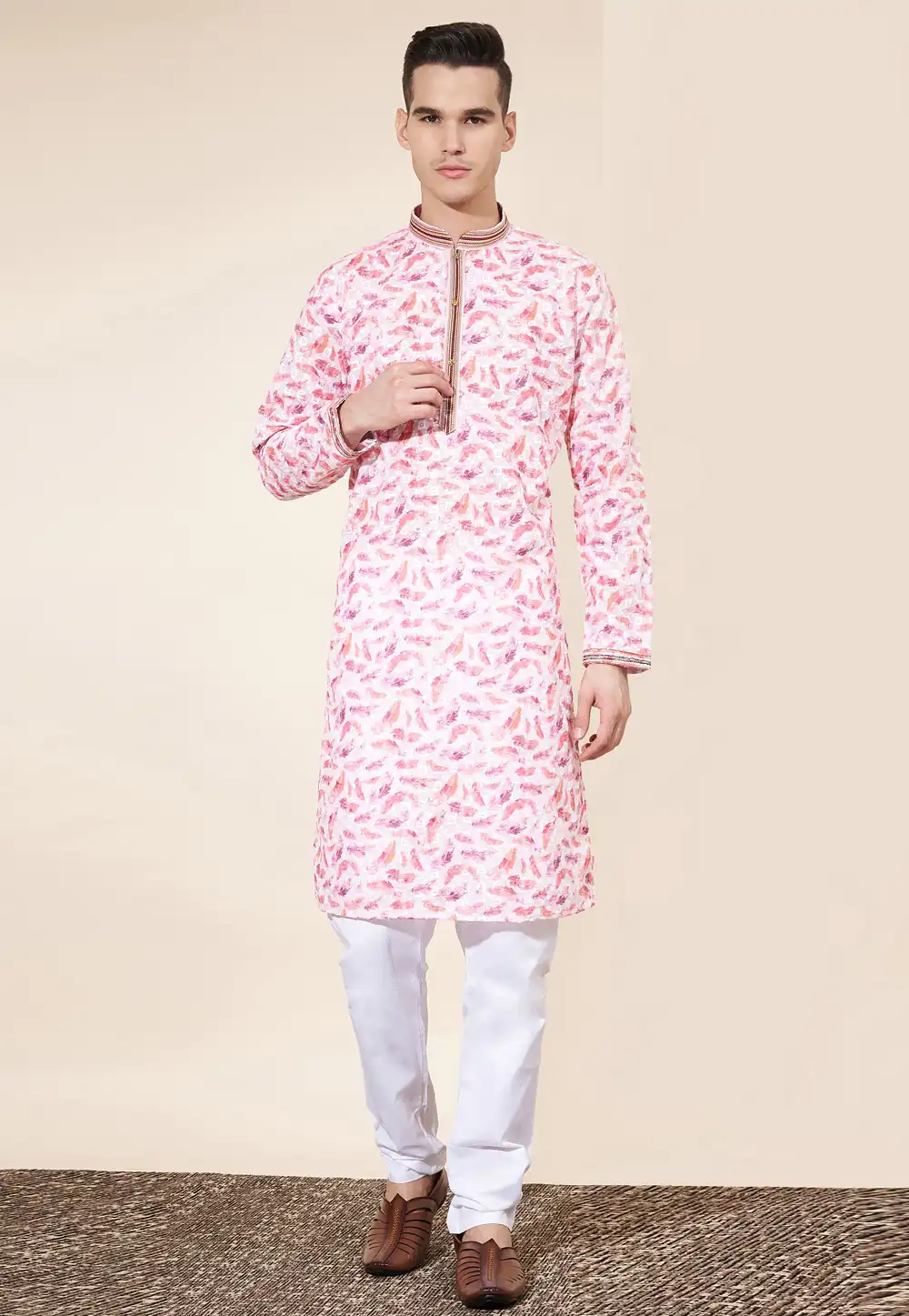 White Cotton Kurta Pajama 287871