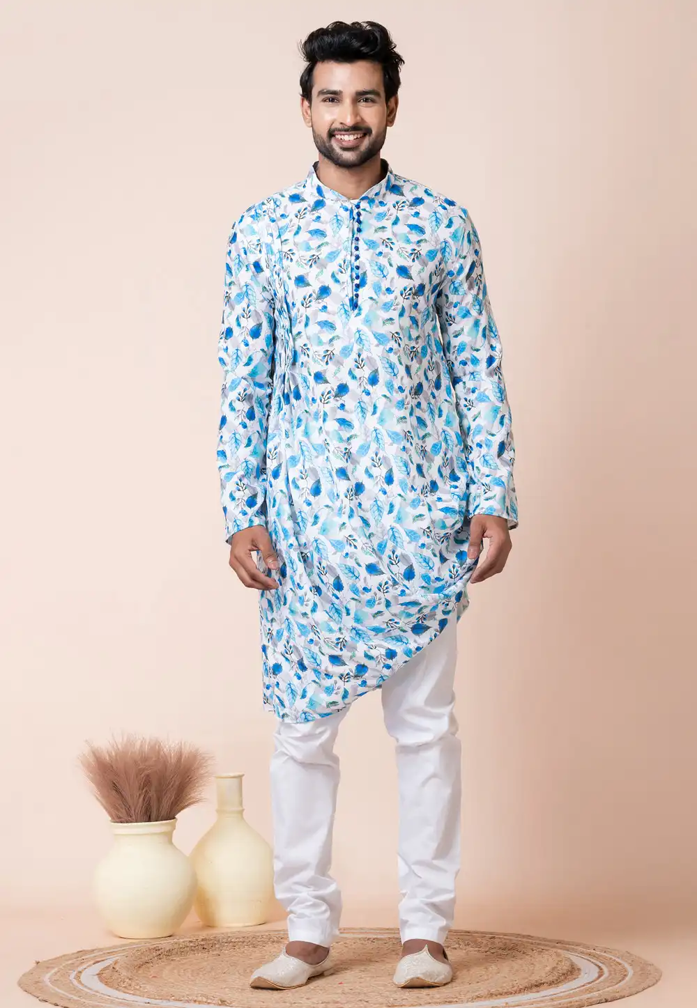 White Cotton Kurta Pajama 294337