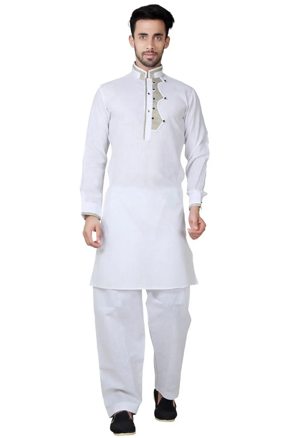 White Cotton Pathani Suit 300016