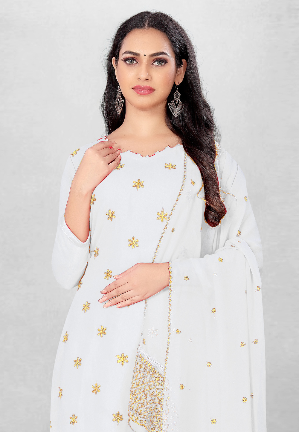 Buy Churidar White Key Hole Neck Diwali Dress Collection Online for Women  in USA