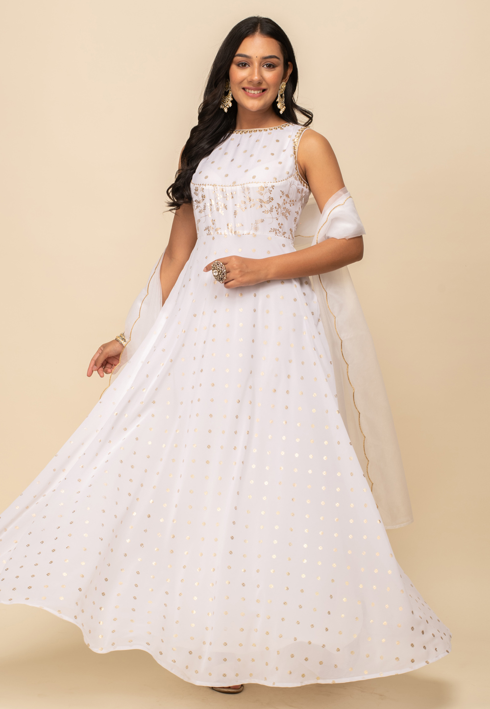 White Georgette Gown 279350